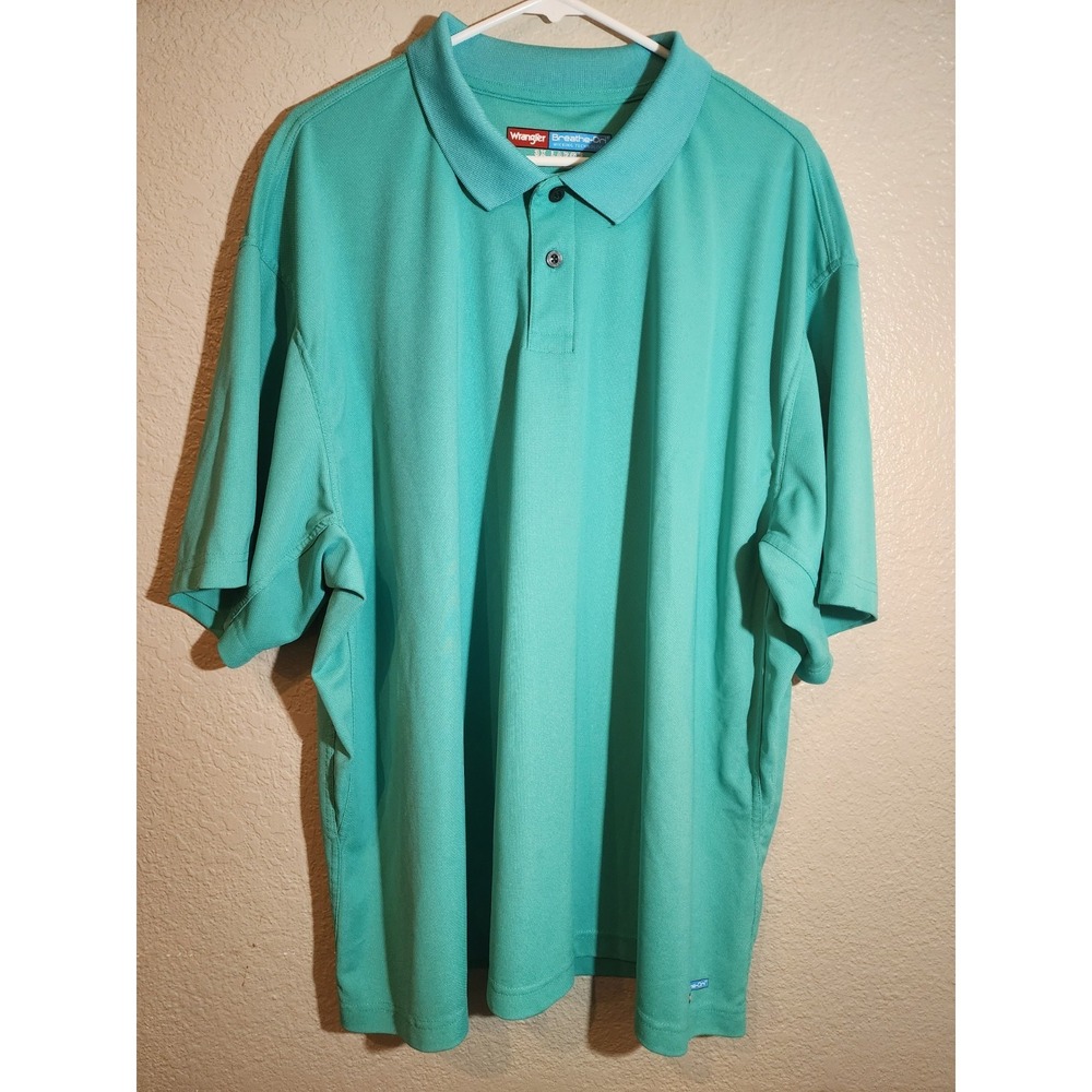 Wrangler Men's Shirt Teal Green Size 3X Short Sleeve Polo Polyester Breathable